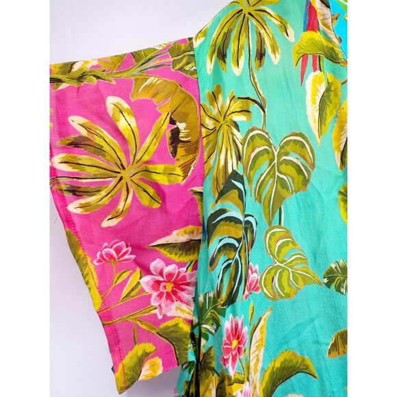 Jayshree Dalal Fiji Tropical Tiered Short Sleeve Casual Dress L - Picture 2 of 8